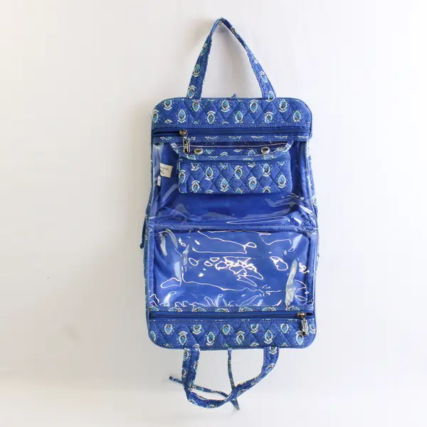 Americana by Sharif  Floral Quilted Blue Tote Cosmetic Toiletry Bag