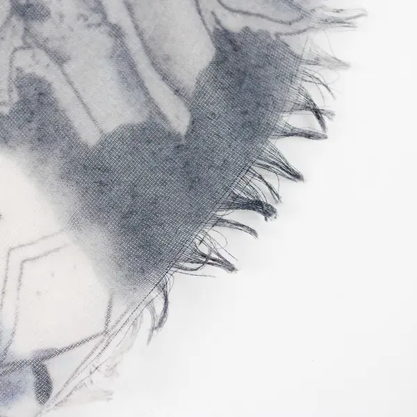 Blue and Orange Sheer Scarf Woodland Birds Print 46" x 72"