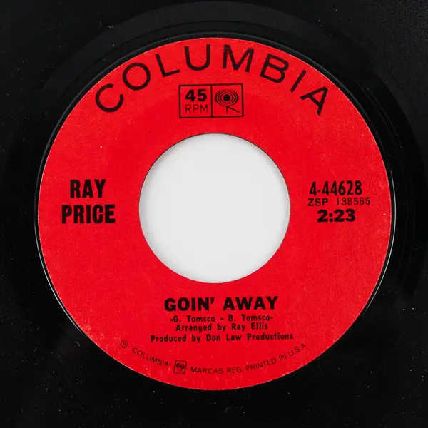 Ray Price She Wears My Ring/ Goin' Away Columbia 45 RPM