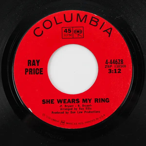 Ray Price She Wears My Ring/ Goin' Away Columbia 45 RPM