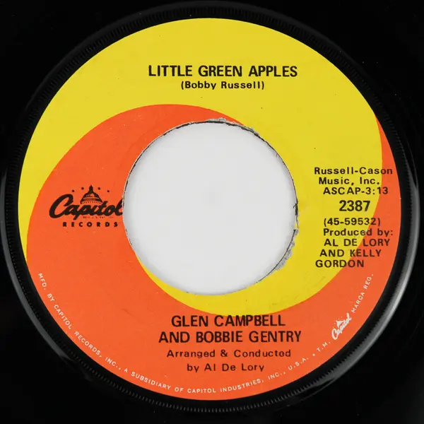 Glen Campbell Little Green Apples/Let It Be Me Record 7" Vinyl 45rpm Record