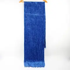 Women's Blue Beaded Fringe Knit Scarf 13" x 74"