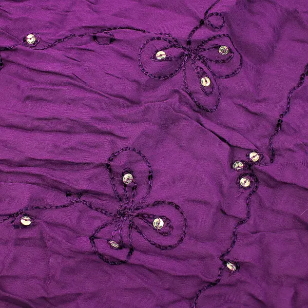 Women's Embroidered Sequin Fringed Purple Scarf 48" x 66"