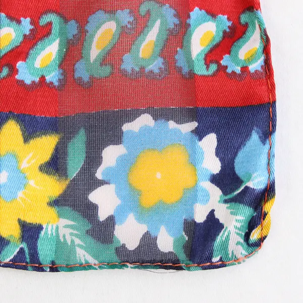 Red Yellow and Blue Floral Print Sheer Scarf 10" x 60"