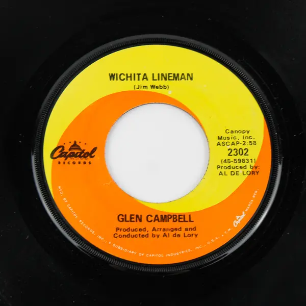 Glen Campbell Fate of Man/Wichita Lineman Capitol Records 7" Vinyl 45rpm Record