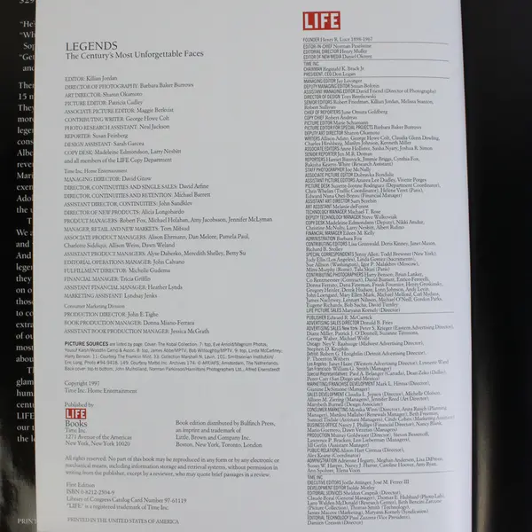 LIFE Legends The Century's Most Unforgettable Faces 1997 Hardcover DJ Good