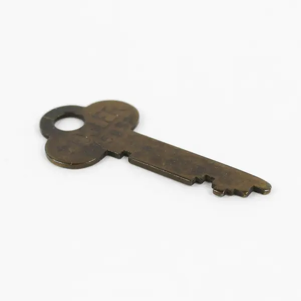 Vintage Mosler 747 N15652 Flat Safe Deposit Box Key Brass