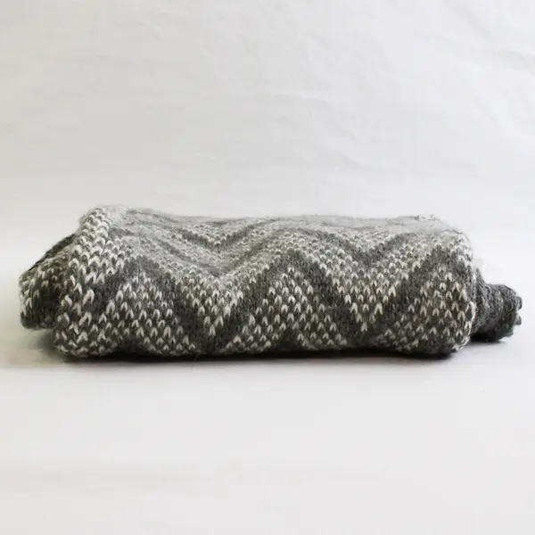 Charter Club Gray and White Fringed Acrylic Knit Scarf 9" x 65"