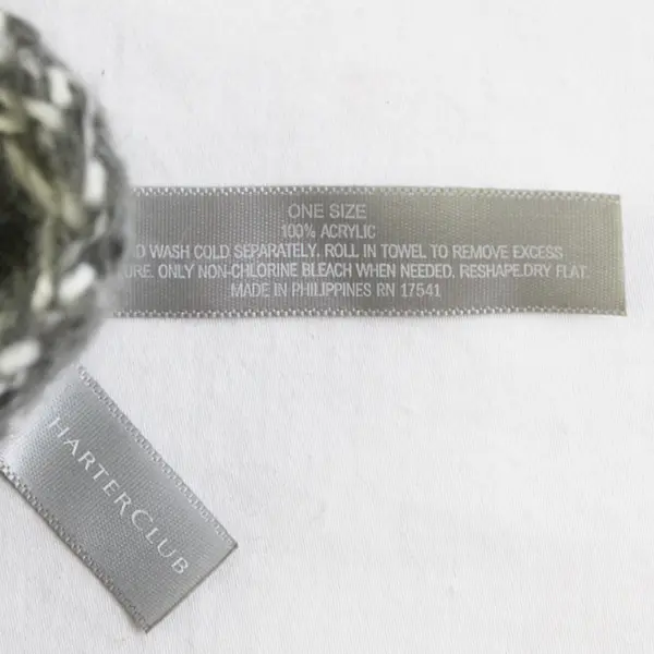 Charter Club Gray and White Fringed Acrylic Knit Scarf 9" x 65"