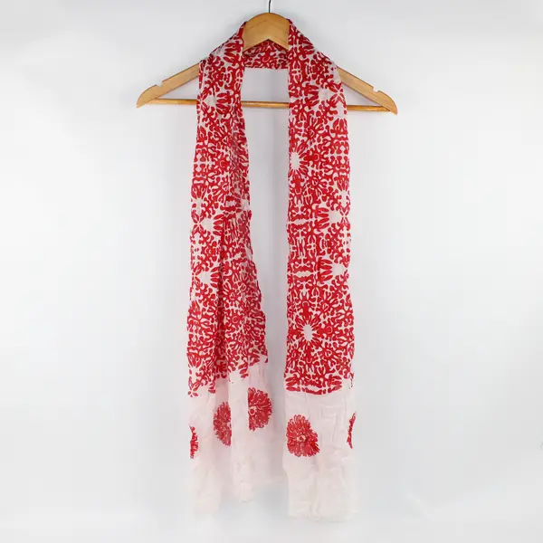 Pistil Women's Red and White Floral Print Sheer Scarf 20" x 74"