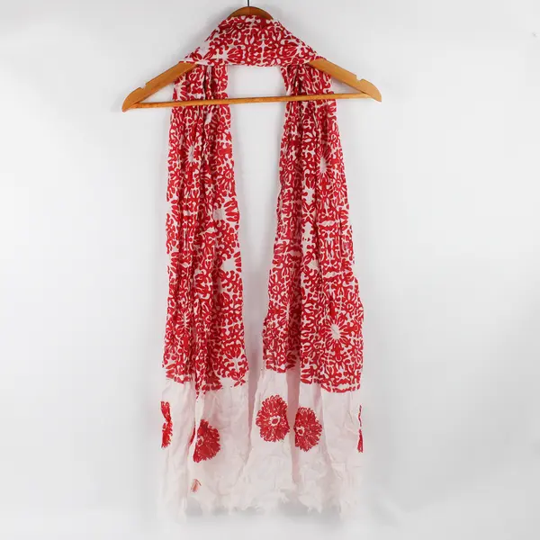 Pistil Women's Red and White Floral Print Sheer Scarf 20" x 74"