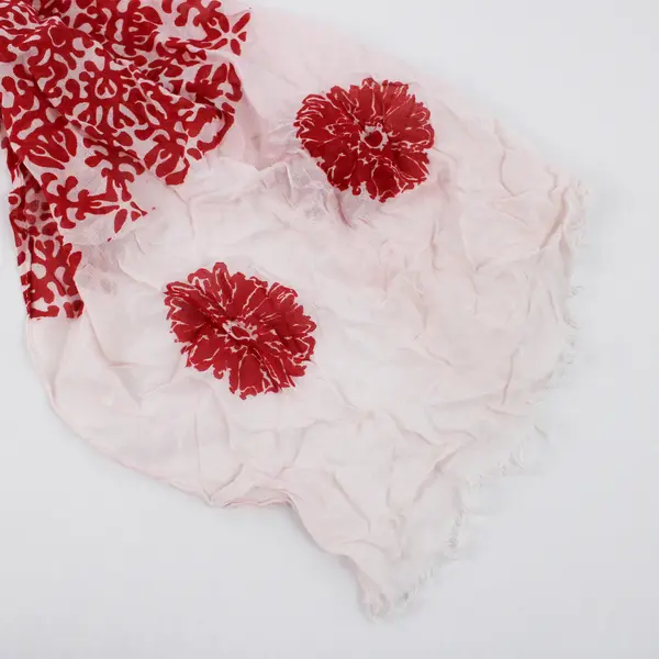 Pistil Women's Red and White Floral Print Sheer Scarf 20" x 74"