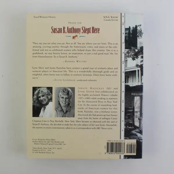 Susan B. Anthony Slept Here A Guide by Lynn Sherr & Jurate Kazickas 1994 PB Good