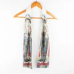 Women's Multicolor Paisley Pattern Sheer Skinny Scarf  4-3/4" x  55"