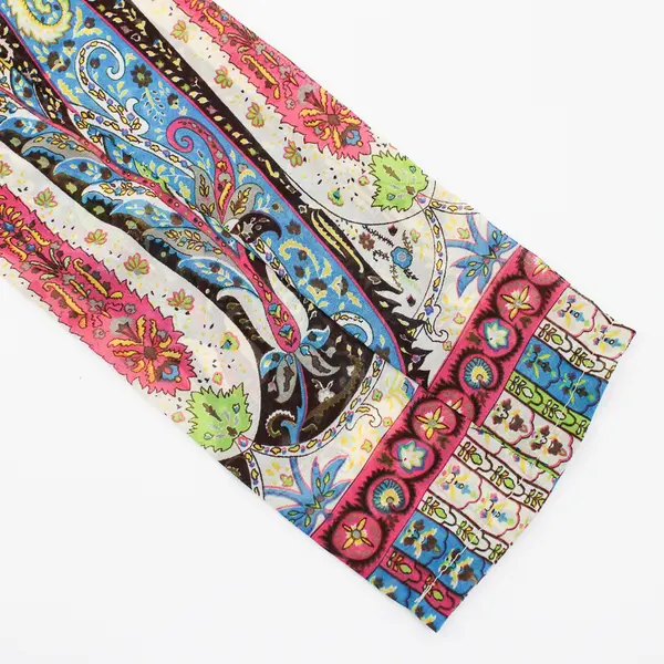 Women's Multicolor Paisley Pattern Sheer Skinny Scarf  4-3/4" x  55"