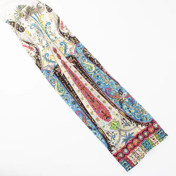 Women's Multicolor Paisley Pattern Sheer Skinny Scarf  4-3/4" x  55"