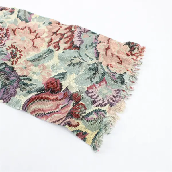 Women's Pink and Green Floral Pattern Skinny Scarf 6" x 50"