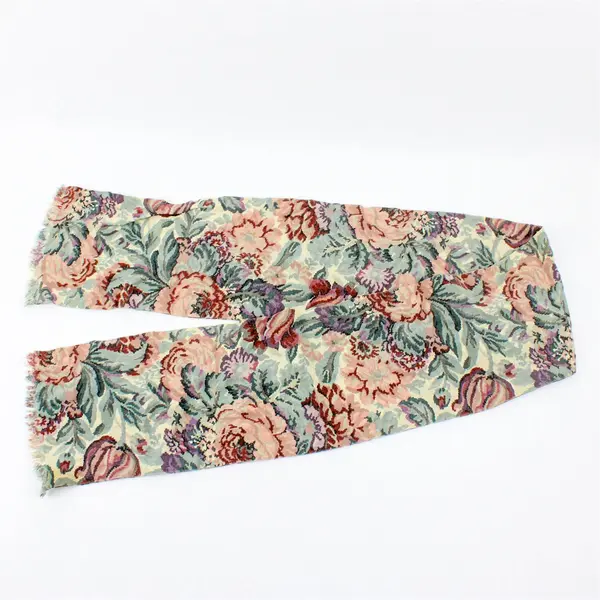 Women's Pink and Green Floral Pattern Skinny Scarf 6" x 50"