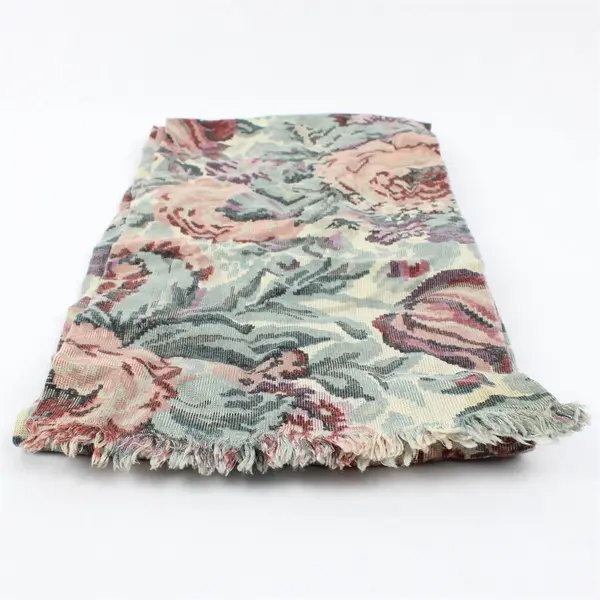 Women's Pink and Green Floral Pattern Skinny Scarf 6" x 50"