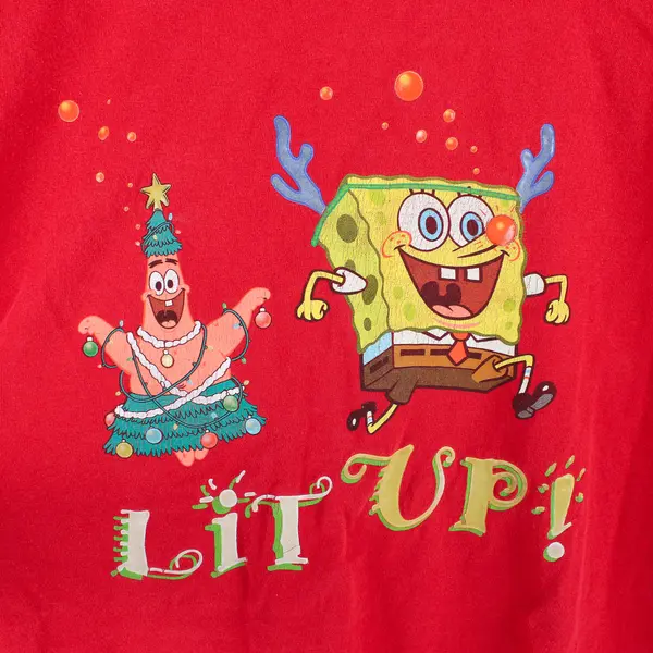 2004 Nickelodeon Spongebob Christmas T-Shirt Men's Size 2XL FLAWED