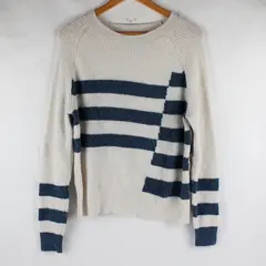 Love Ellie White and Blue Striped Long-Sleeved Knit Sweater Women's Medium