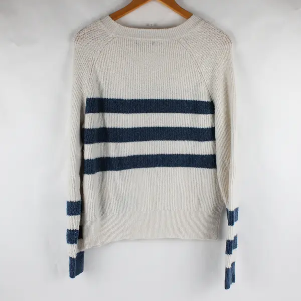 Love Ellie White and Blue Striped Long-Sleeved Knit Sweater Women's Medium