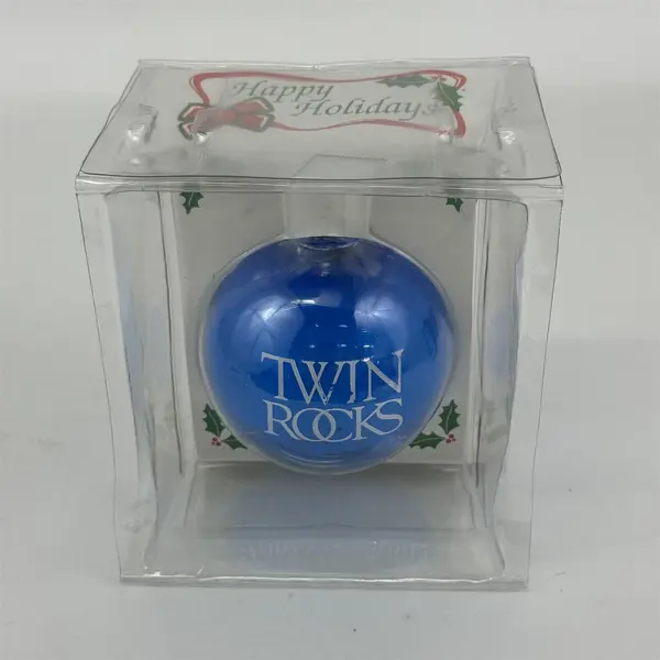 Galactic Fun Time Line Twin Rocks Cobalt Blue Glass Christmas Ornament