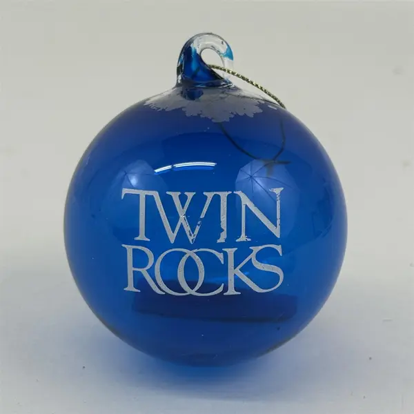 Galactic Fun Time Line Twin Rocks Cobalt Blue Glass Christmas Ornament