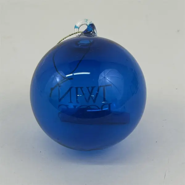 Galactic Fun Time Line Twin Rocks Cobalt Blue Glass Christmas Ornament