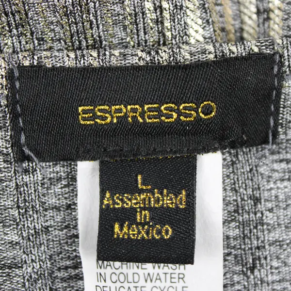 Vintage Espresso Gray and Gold Metallic Short Dolman Sleeve Top Women's Large