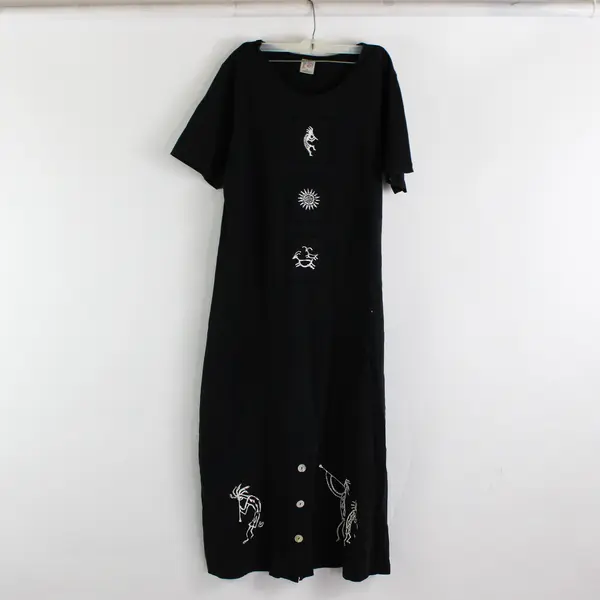 VTG Cactus California 2 Pc Set Black Cotton Vest and Dress Women's Medium FLAWED