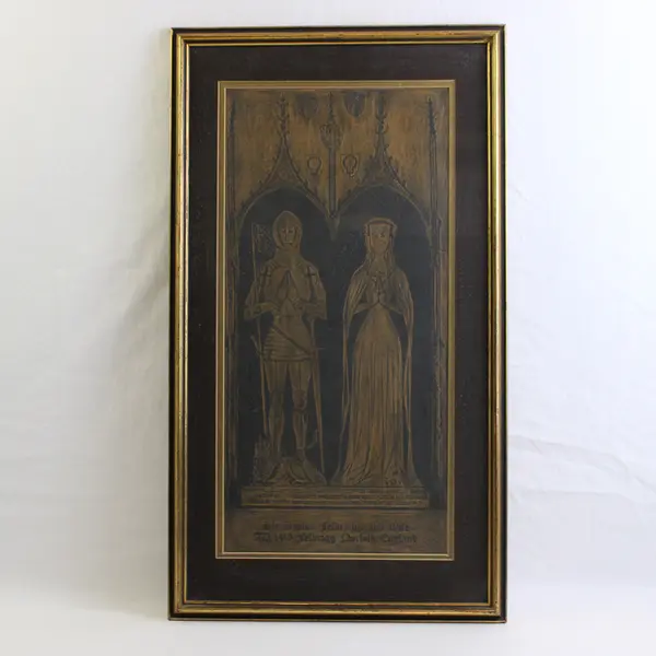 Brass Rubbing Art Medieval Couple Simon de Felbrigge and Wife  1980’s Framed