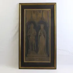 Brass Rubbing Art Medieval Couple Simon de Felbrigge and Wife  1980’s Framed