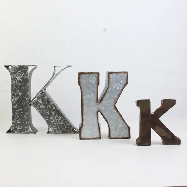 Lot of 3 Metal Letter K Free-Standing Table Decorations 4"-7"-8"