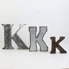 Lot of 3 Metal Letter K Free-Standing Table Decorations 4"-7"-8"