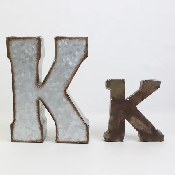 Lot of 3 Metal Letter K Free-Standing Table Decorations 4"-7"-8"