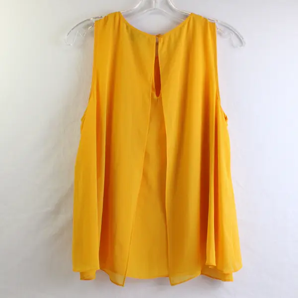 Tahari Women's M Orange Sleeveless Layered Flowy Chiffon Blouse