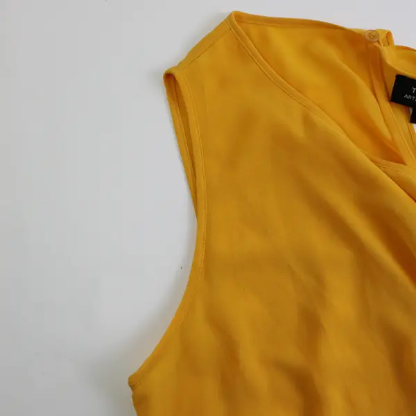 Tahari Women's M Orange Sleeveless Layered Flowy Chiffon Blouse