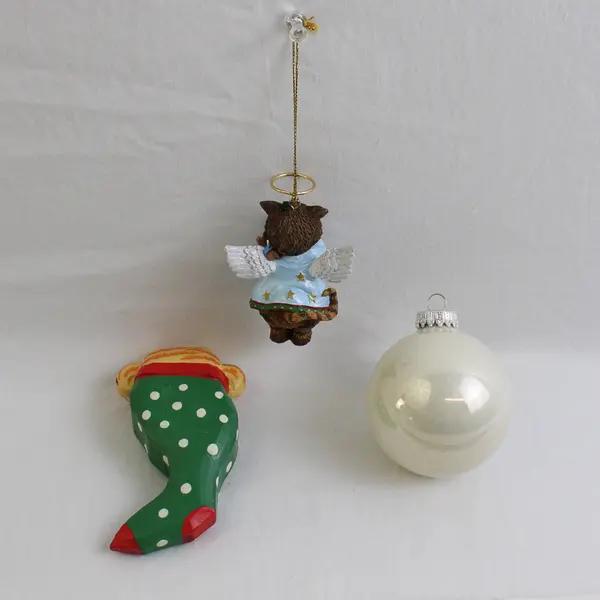 Lot of 3 Cat-Related Hanging Ornaments