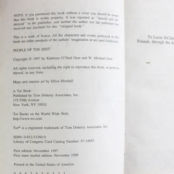 People of the Mist Kathleen O'Neal & W Michael Gear 1998 Paperback Good