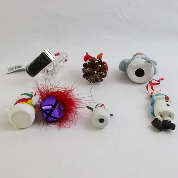 Lot of 7 Whimsical Snowmen Ornaments One Bell