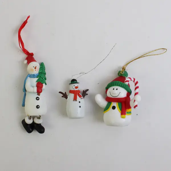 Lot of 7 Whimsical Snowmen Ornaments One Bell