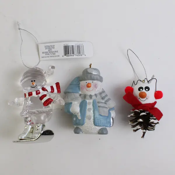 Lot of 7 Whimsical Snowmen Ornaments One Bell