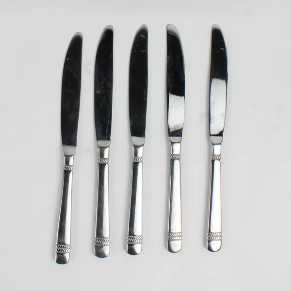 Lot Of 5 Oneida Silver Pompei (Stainless) Flatware Dinner Knives 9.5" Long