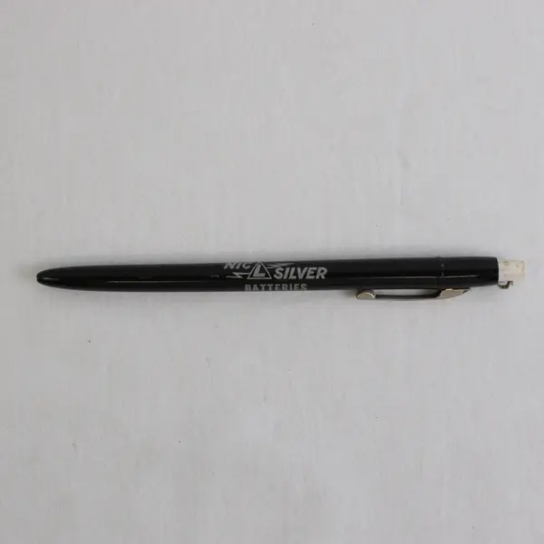 Vintage Ballpoint Pen NIC L Silver Batteries Company Advertising