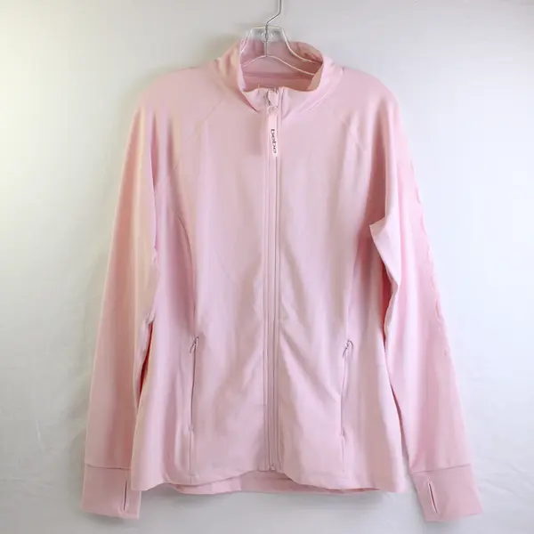Bebe Sport Women's L Pink Scuba Full Zip Mesh Logo Long Sleeve Activewear Jacket