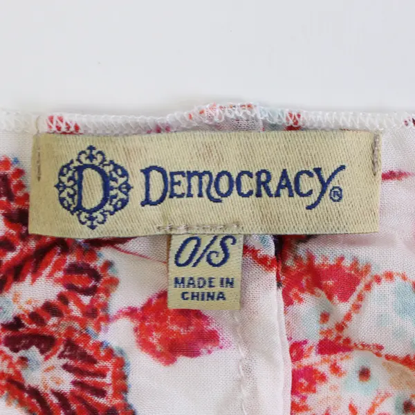 Democracy Women's 0/S Floral Open Front Fringe Sleeve Cardigan 