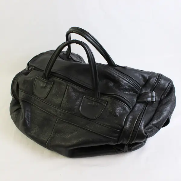 Ideal Black Genuine Leather Weekender Duffle Bag