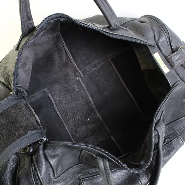 Ideal Black Genuine Leather Weekender Duffle Bag