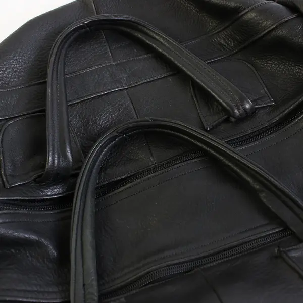 Ideal Black Genuine Leather Weekender Duffle Bag